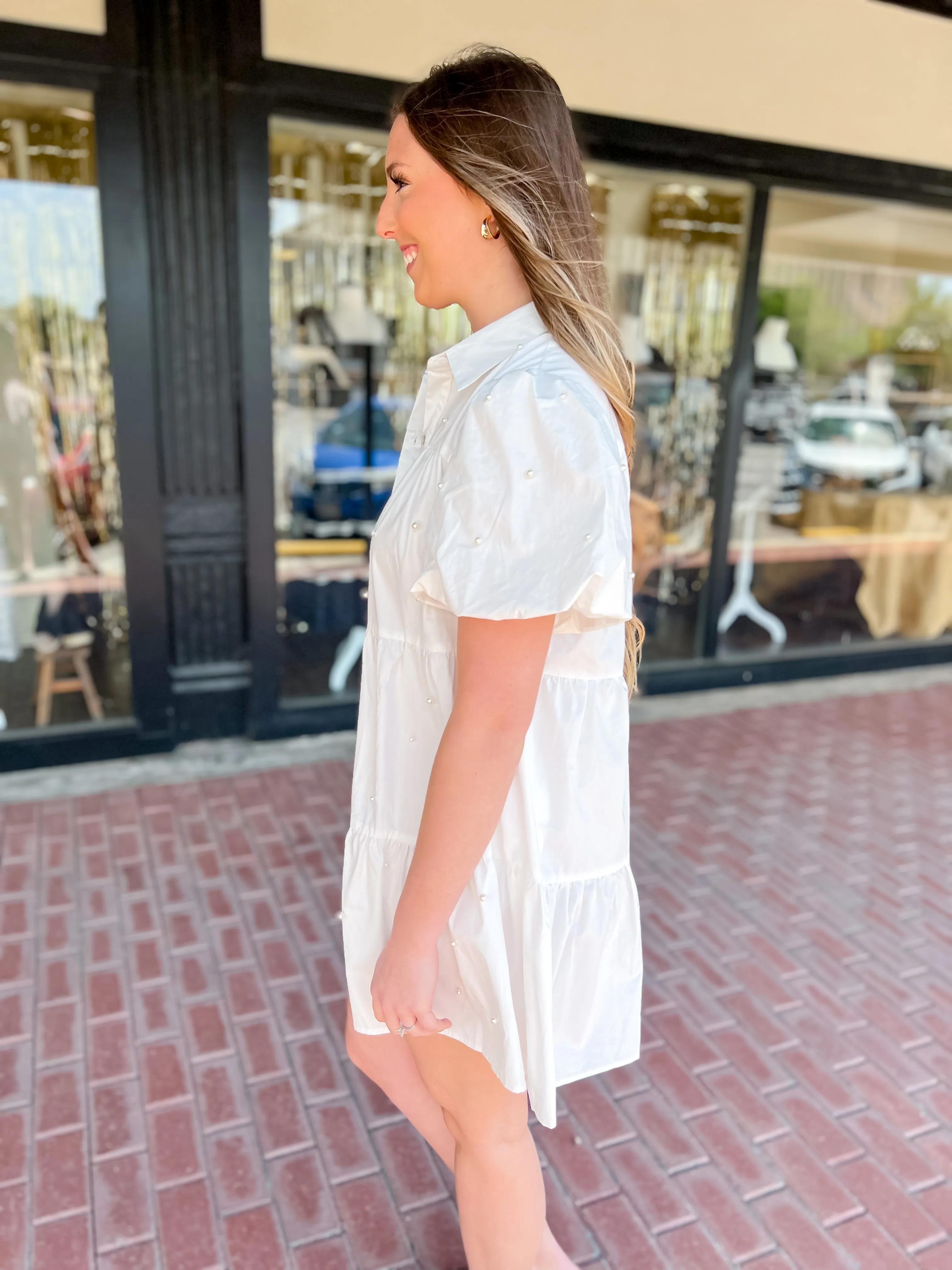 Macie Pearl Puff Sleeve Dress