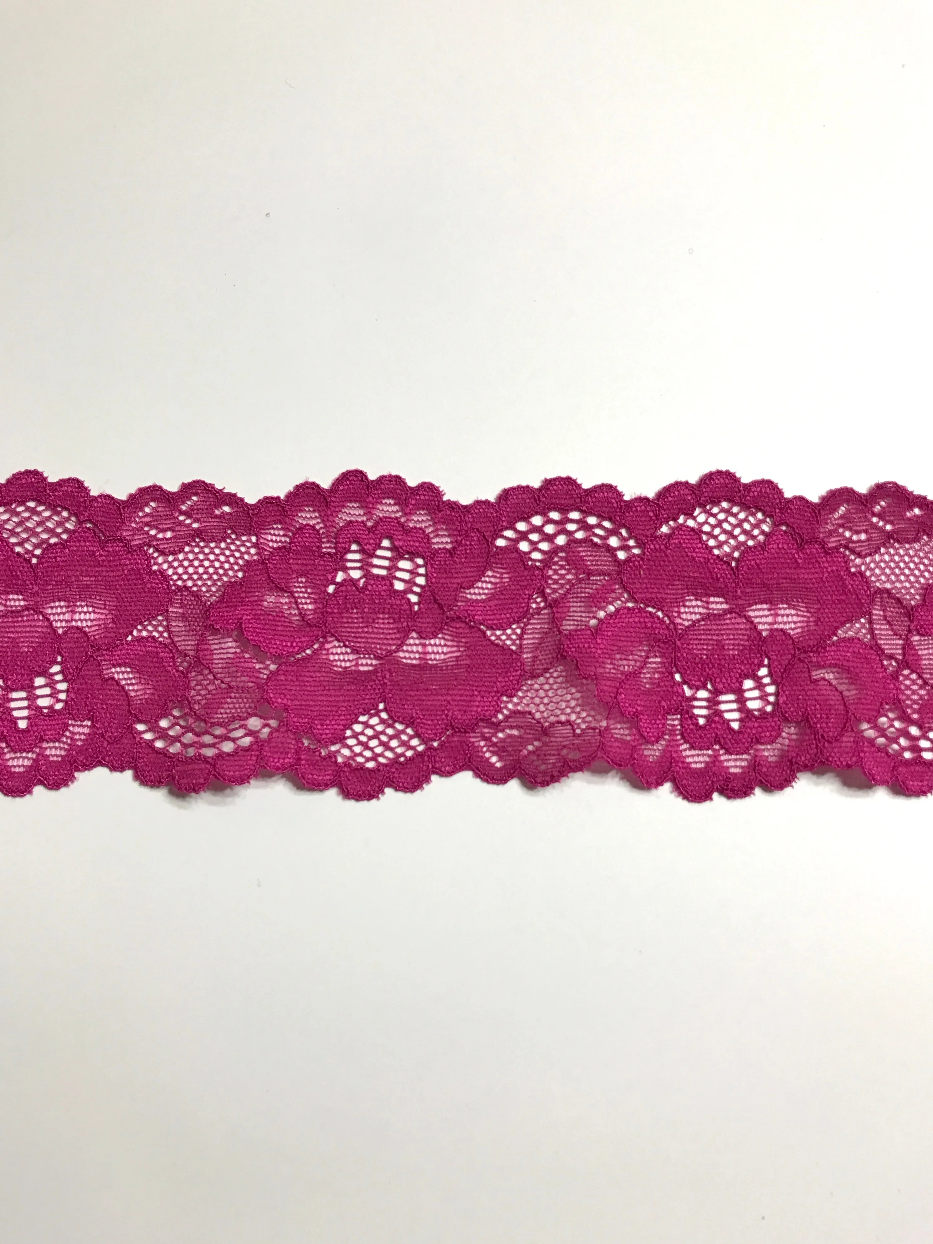 Magenta 2.5" Wide Stretch Lace