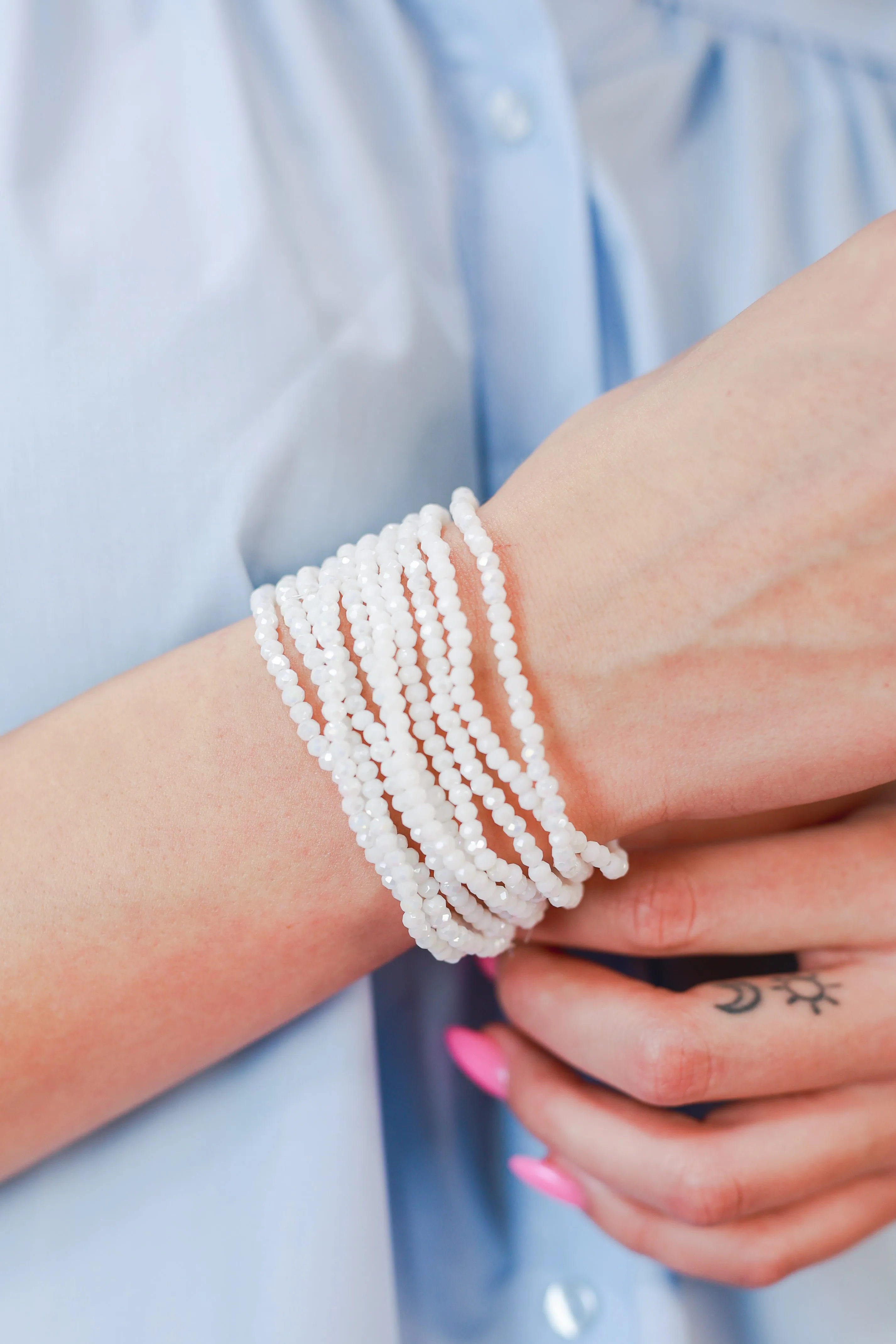 Magical Glass Beaded Bracelets In White