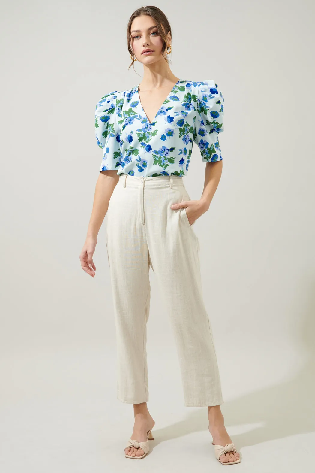 Magnolis Floral Change of Heart Puff Sleeve Blouse