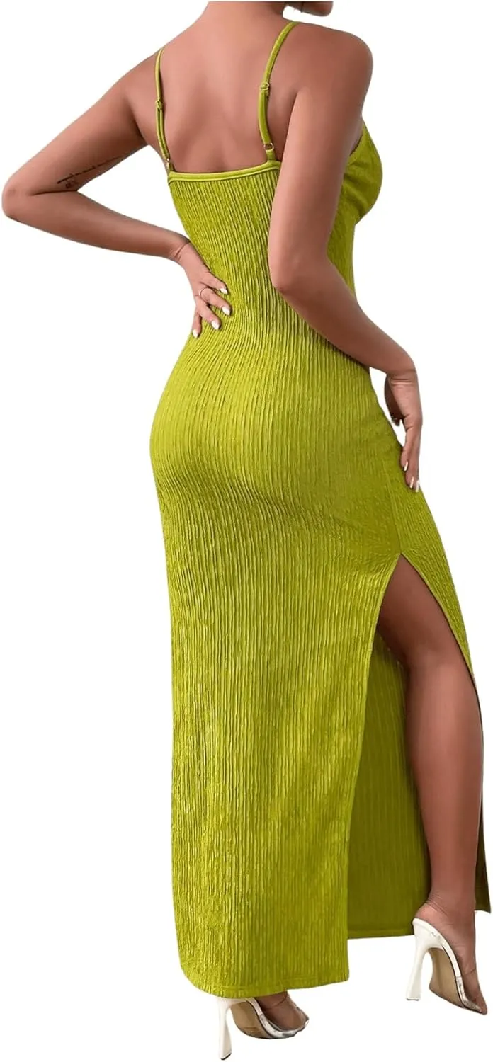 MakeMeChic Women's Formal Maxi Dress Halter Sleeveless Bodycon Dress Party Dresses