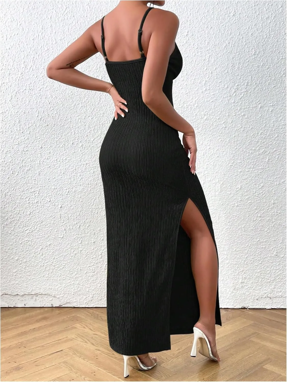 MakeMeChic Women's Formal Maxi Dress Halter Sleeveless Bodycon Dress Party Dresses