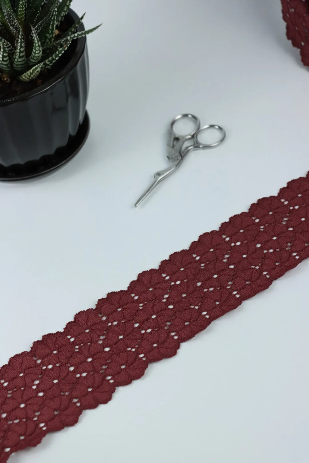Marsala 2.5" Wide Stretch Lace