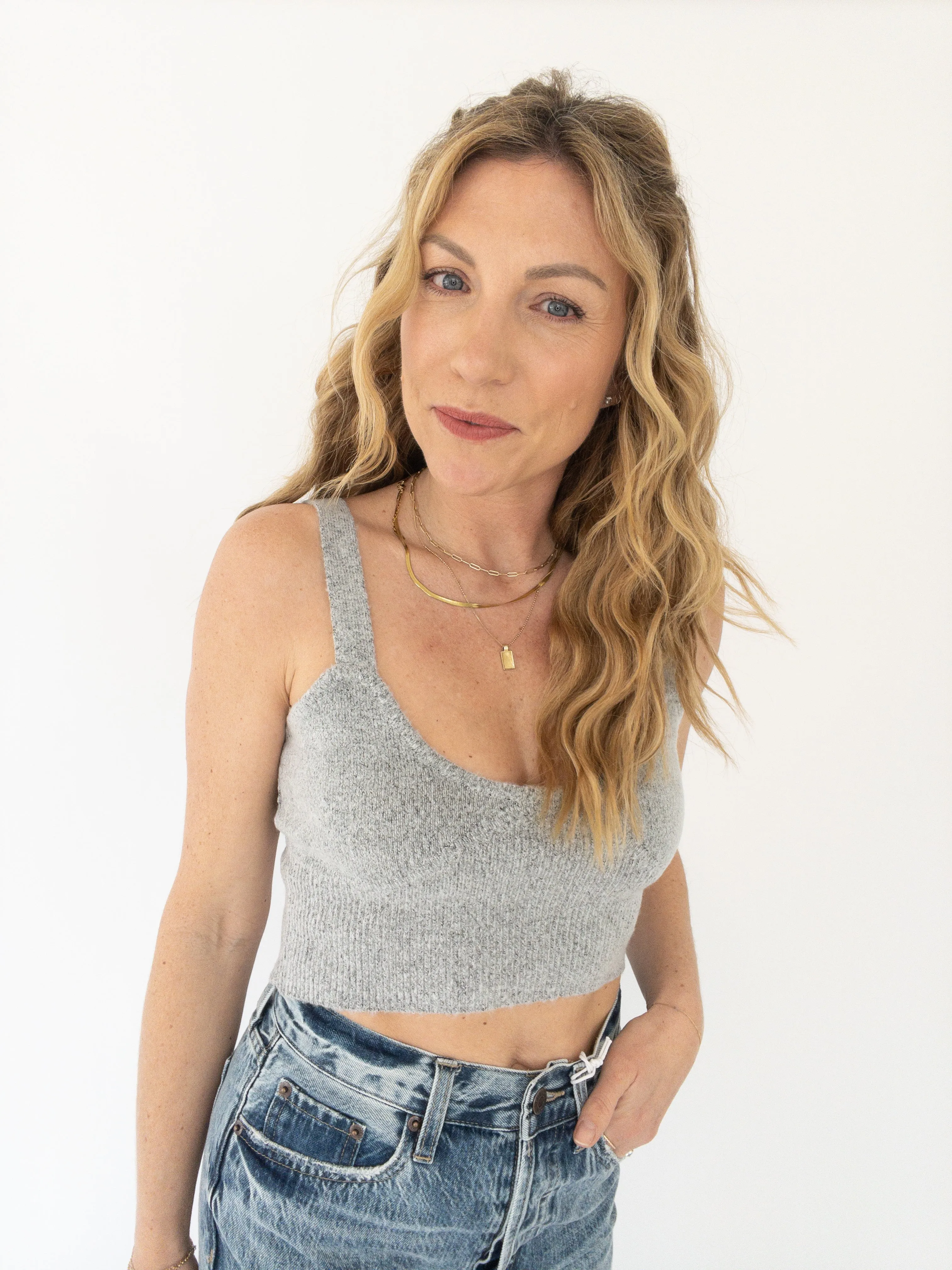 Mary Knit Sweater Crop Tank