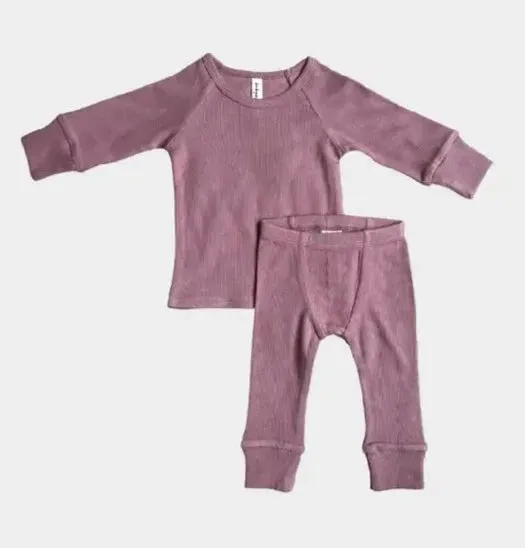 Mauve Ribbed Lounge Pajamas