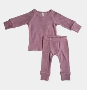 Mauve Ribbed Lounge Pajamas