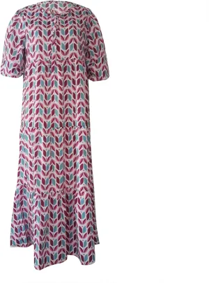 Maxi Dresses for Women 2025 Summer Casual Loose Fit Long Bohemian Dress Geometric Half Sleeve Tiered Flowy Maxi Dresses