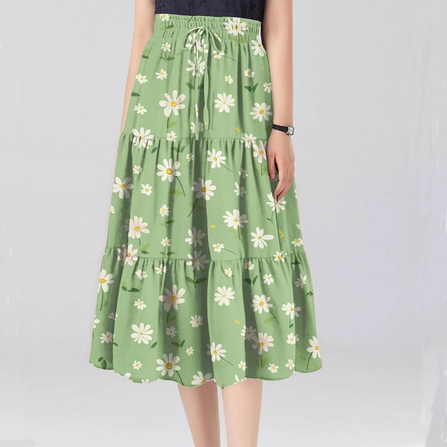 Maxi Skirts for Women 2025 Vintage Printed High Waist Flowy Hem Trendy Skirts Relaxed Beach Vacation Skirt