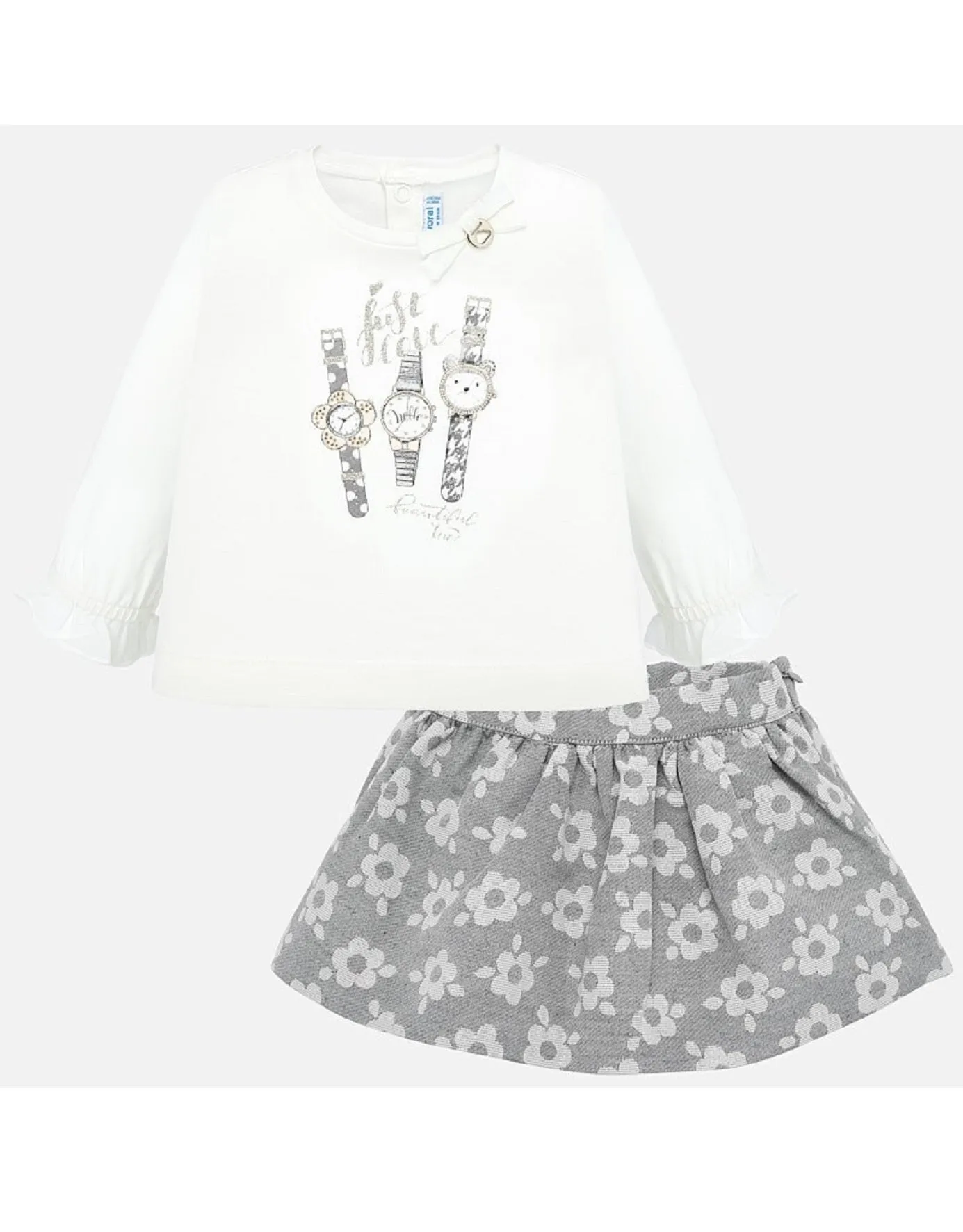 Mayoral Jaquard Flowery Skirt Set