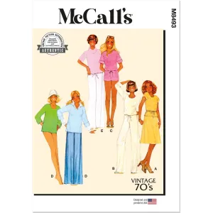 McCall's Pattern M8493 Misses' Knit Tops, Skirt, Pants and Shorts