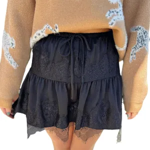 Meiweileya Y2k Lace Mini Skirts for Women Low Rise Pleated Half Slip Skirt Under T Shirt Ruffle Aesthetic Short Skirts