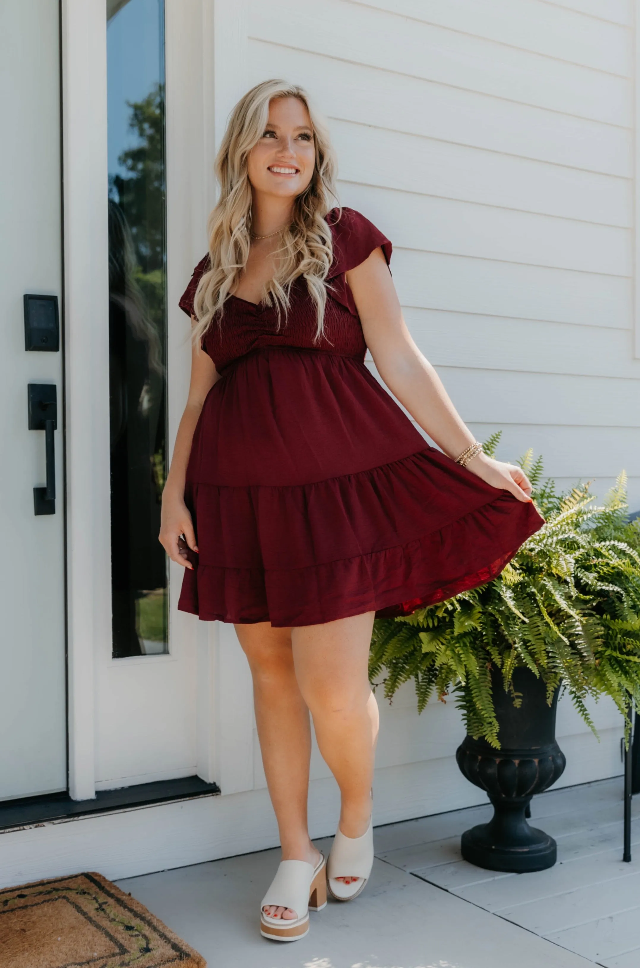 Melina Sweetheart Neck Smocked Dress