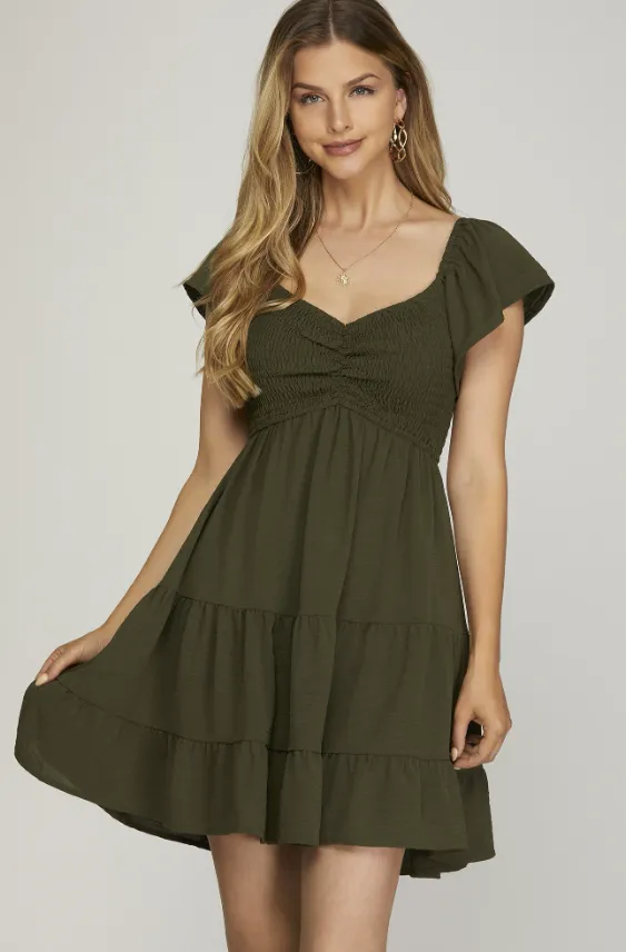 Melina Sweetheart Neck Smocked Dress