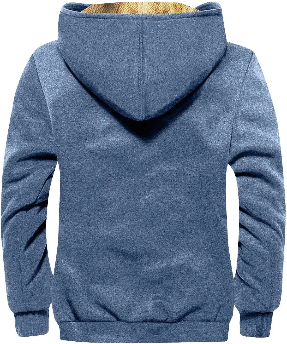 Men Zipper Hoodie Coat Thick Warm Winter Heavyweight Fleece Lined Jackets Sherpa Hooded Sweatshirt M-7XL