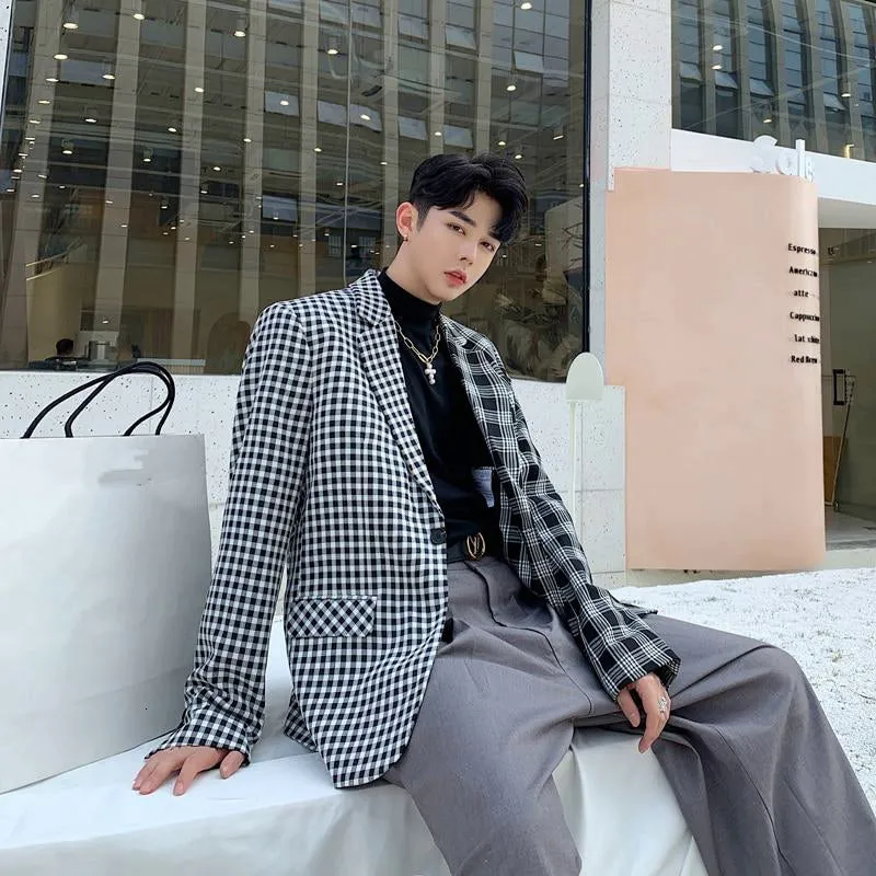 Men's Autumn Plaid Loose Blazer