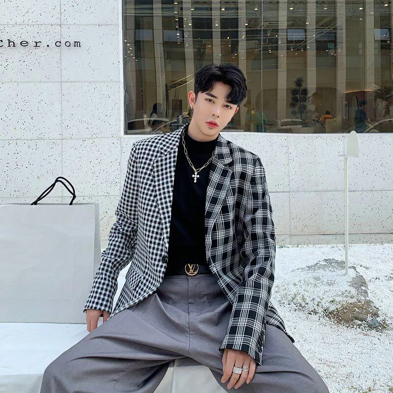 Men's Autumn Plaid Loose Blazer