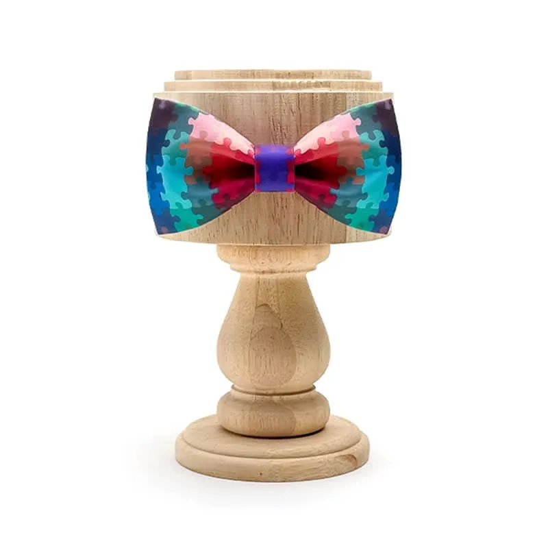 Men's Current Multicolored Puzzle Printing Bow Tie