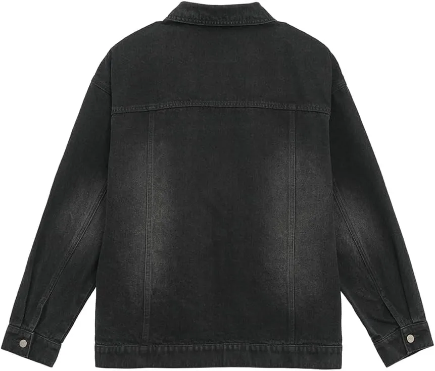 Men's Denim Jackets Fall Black Trucker Jean Jacket