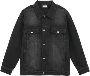 Men's Denim Jackets Fall Black Trucker Jean Jacket