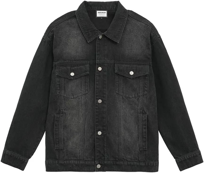 Men's Denim Jackets Fall Black Trucker Jean Jacket
