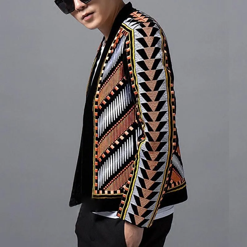 Men's Embroidered Colorful Blazer