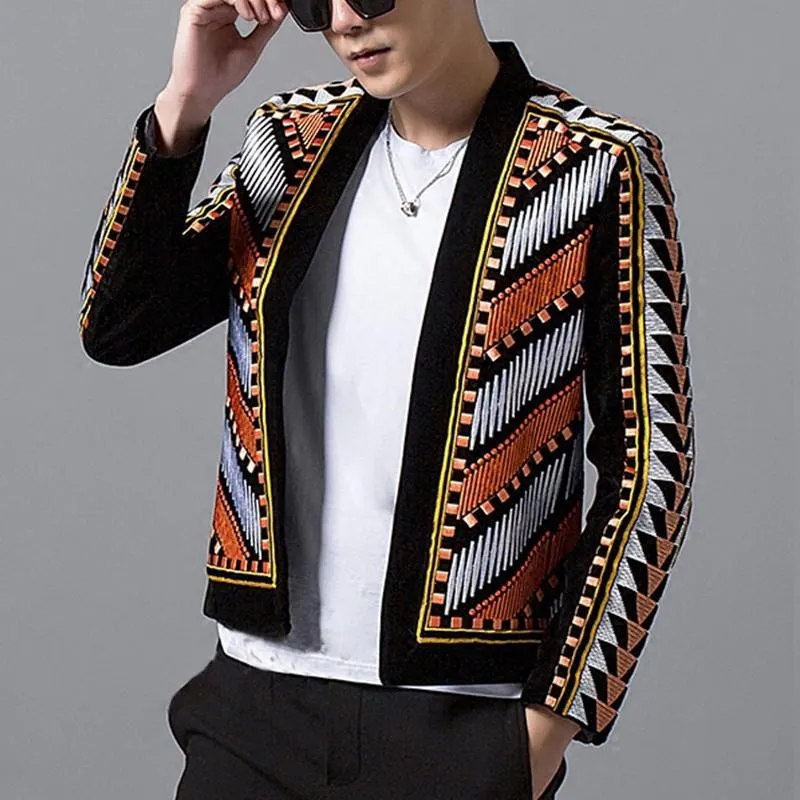 Men's Embroidered Colorful Blazer