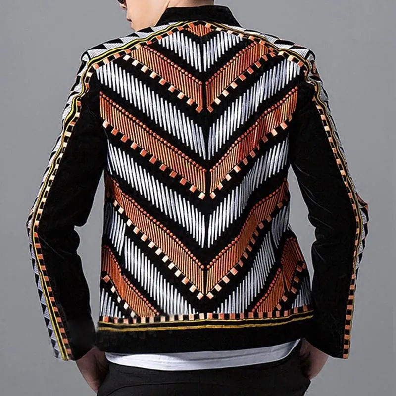 Men's Embroidered Colorful Blazer