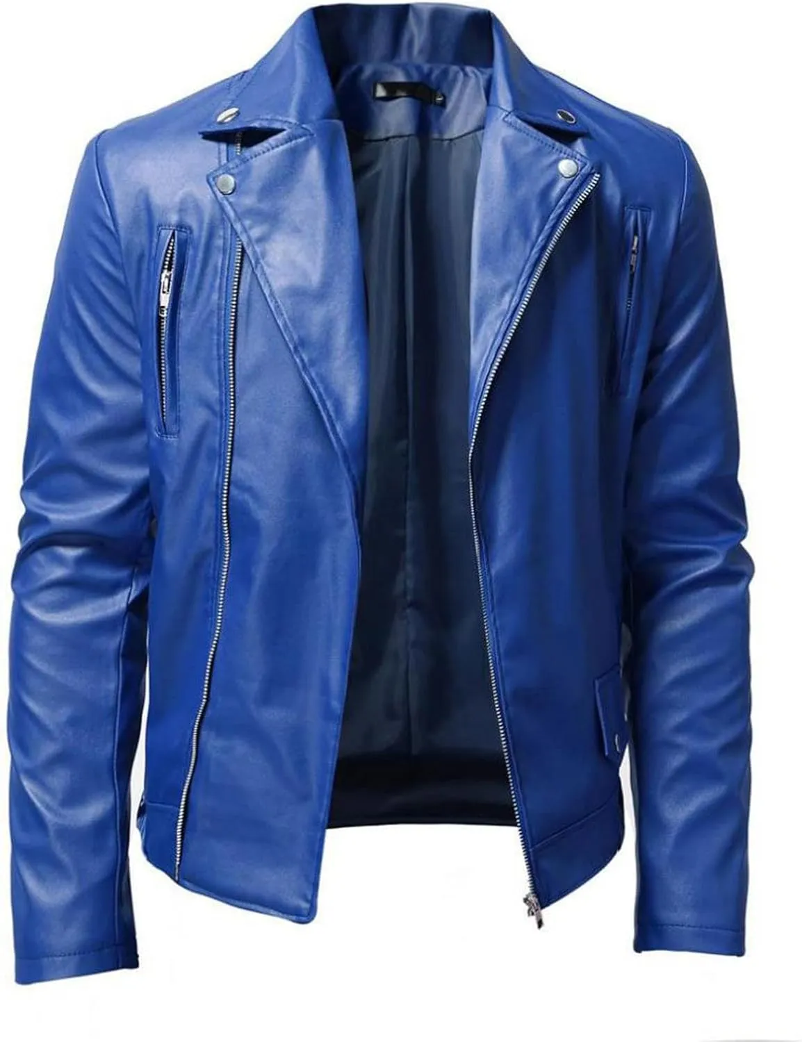 Men's Faux Leather Bomber Jacket Motorcycle Jackets Lined Aviator Punk Outwear Faux-Leather Lapel Outwear Coat