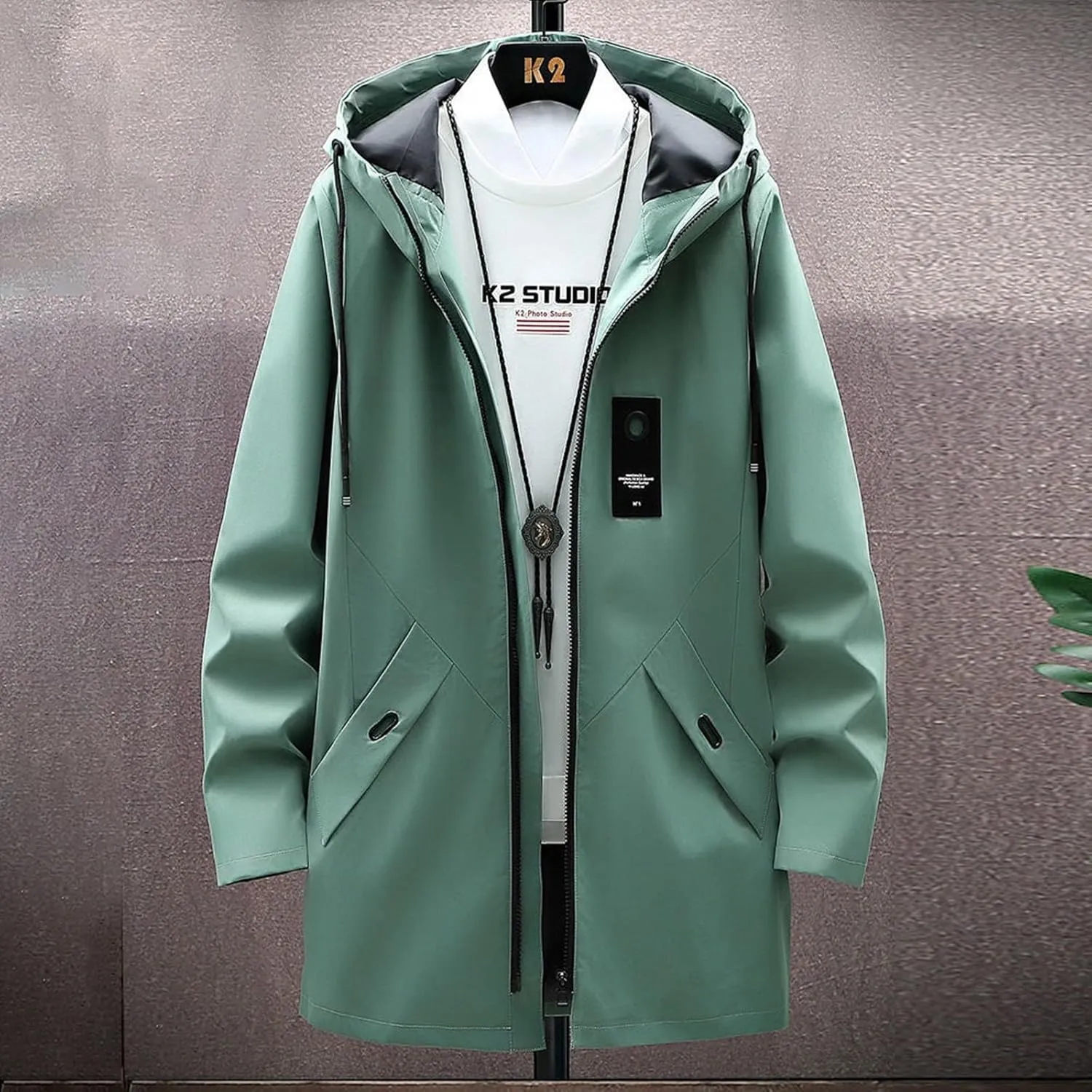 Mens Rain Jackets Breathable Winter Trench Coat Dress for Outdoor Hiking Travel Wool Lined Jacket Men Rain Coat Fall