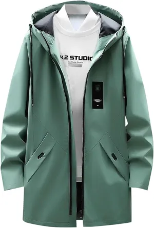 Mens Rain Jackets Breathable Winter Trench Coat Dress for Outdoor Hiking Travel Wool Lined Jacket Men Rain Coat Fall
