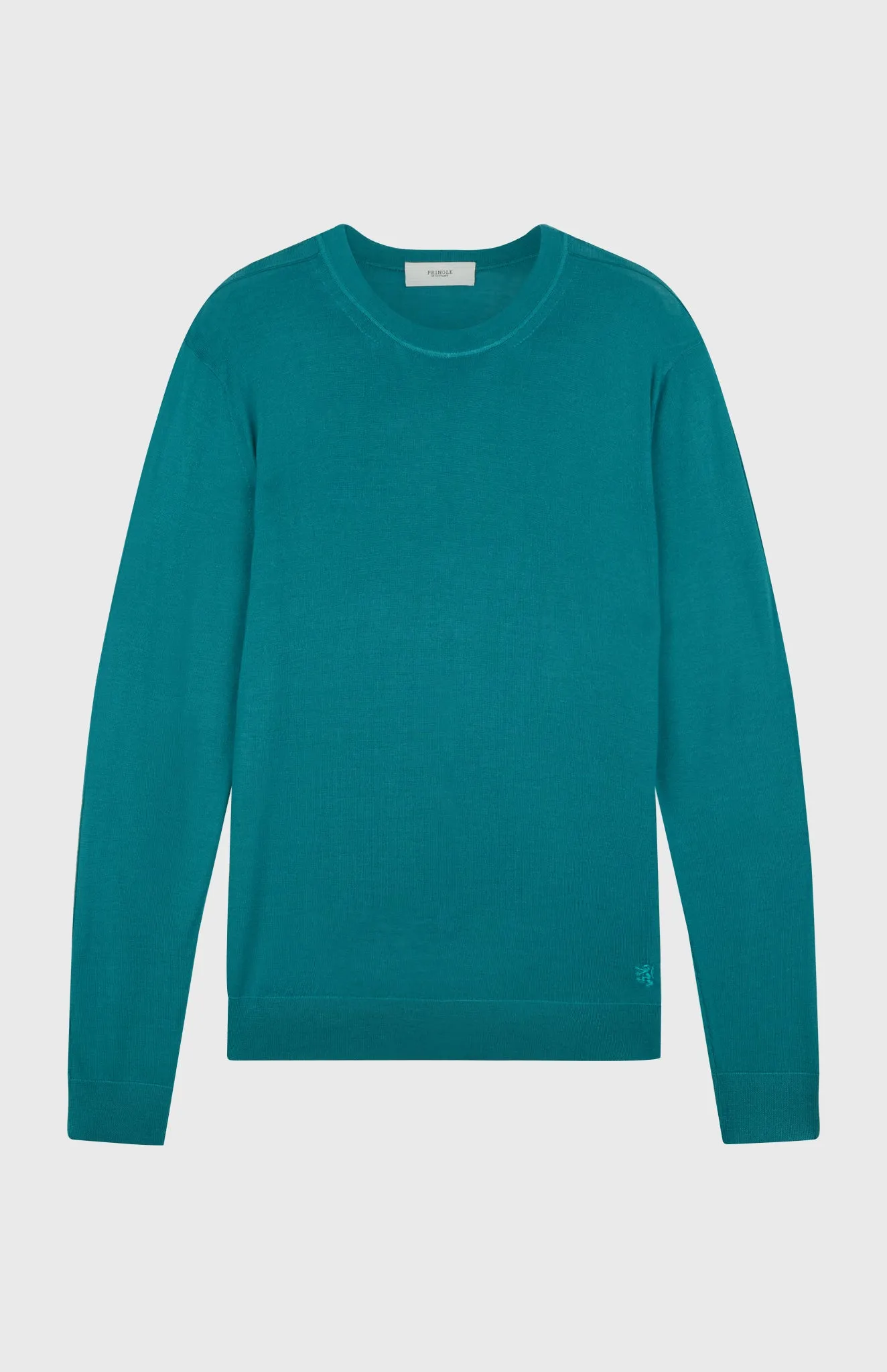 Men's Round Neck Merino Jumper In Jade