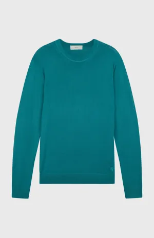 Men's Round Neck Merino Jumper In Jade