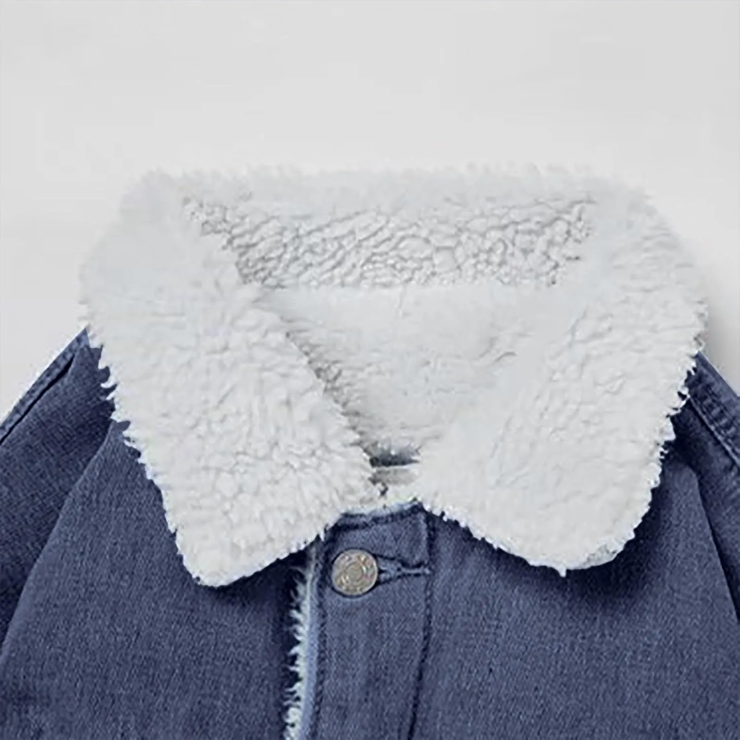 Mens Sherpa Fleece Lined Jacket Chunky Jean Coat Denim Trucker Jacket Lapel Neck Warm Fall Winter Coat Windbreaker