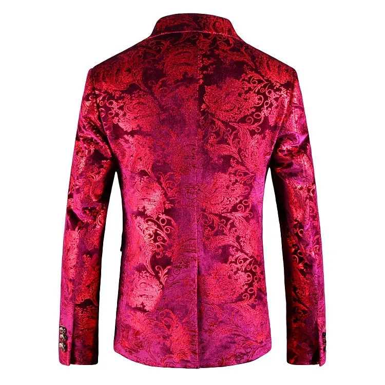 Men's Single Breasted Velvet Blazer