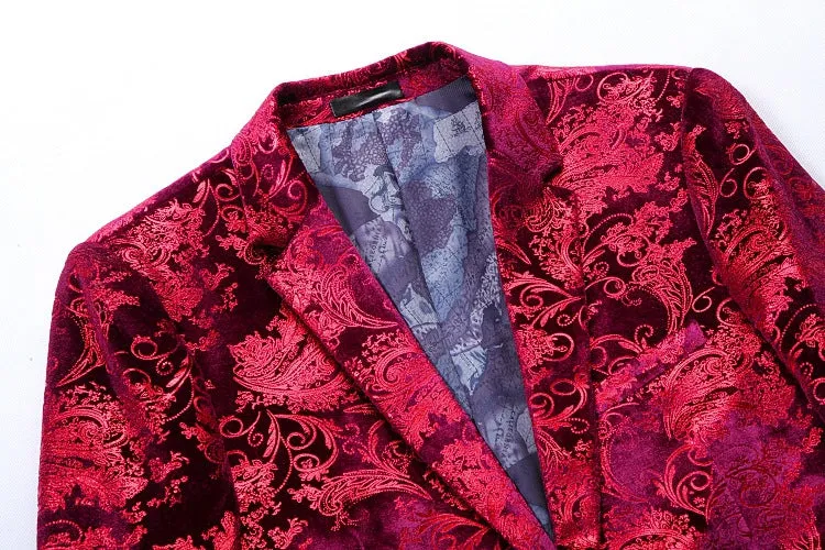 Men's Single Breasted Velvet Blazer