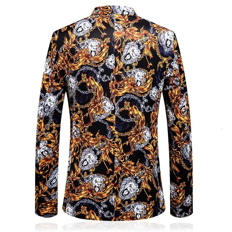 Men's Slim Fit Single Breasted Blazer With Print