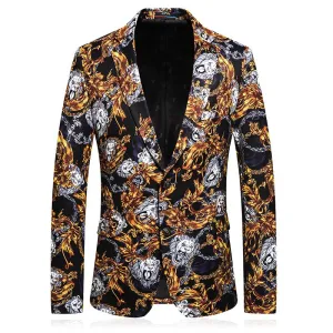 Men's Slim Fit Single Breasted Blazer With Print