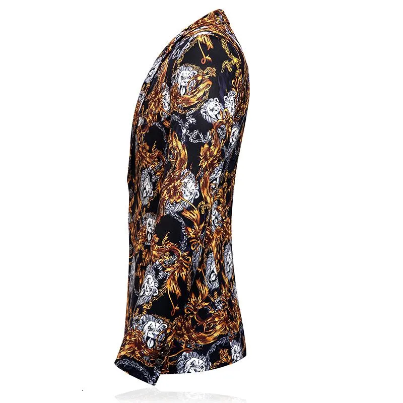 Men's Slim Fit Single Breasted Blazer With Print