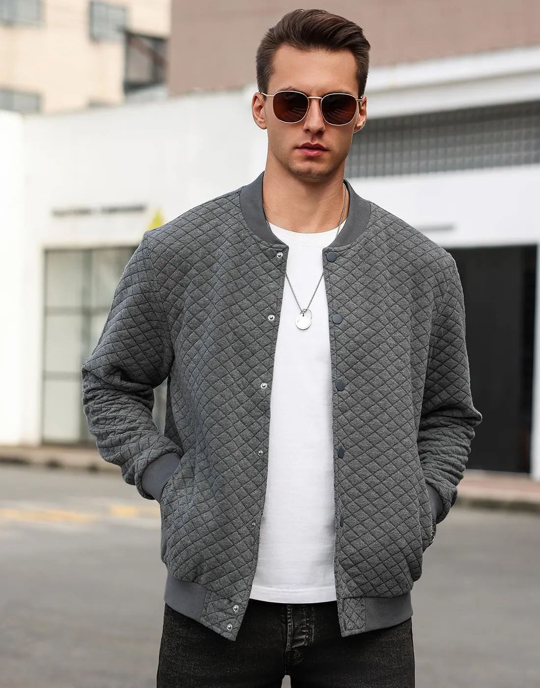 Mens Varsity Jacket Lightweight Jacket Causal Waffle Letterman Bomber Jackets