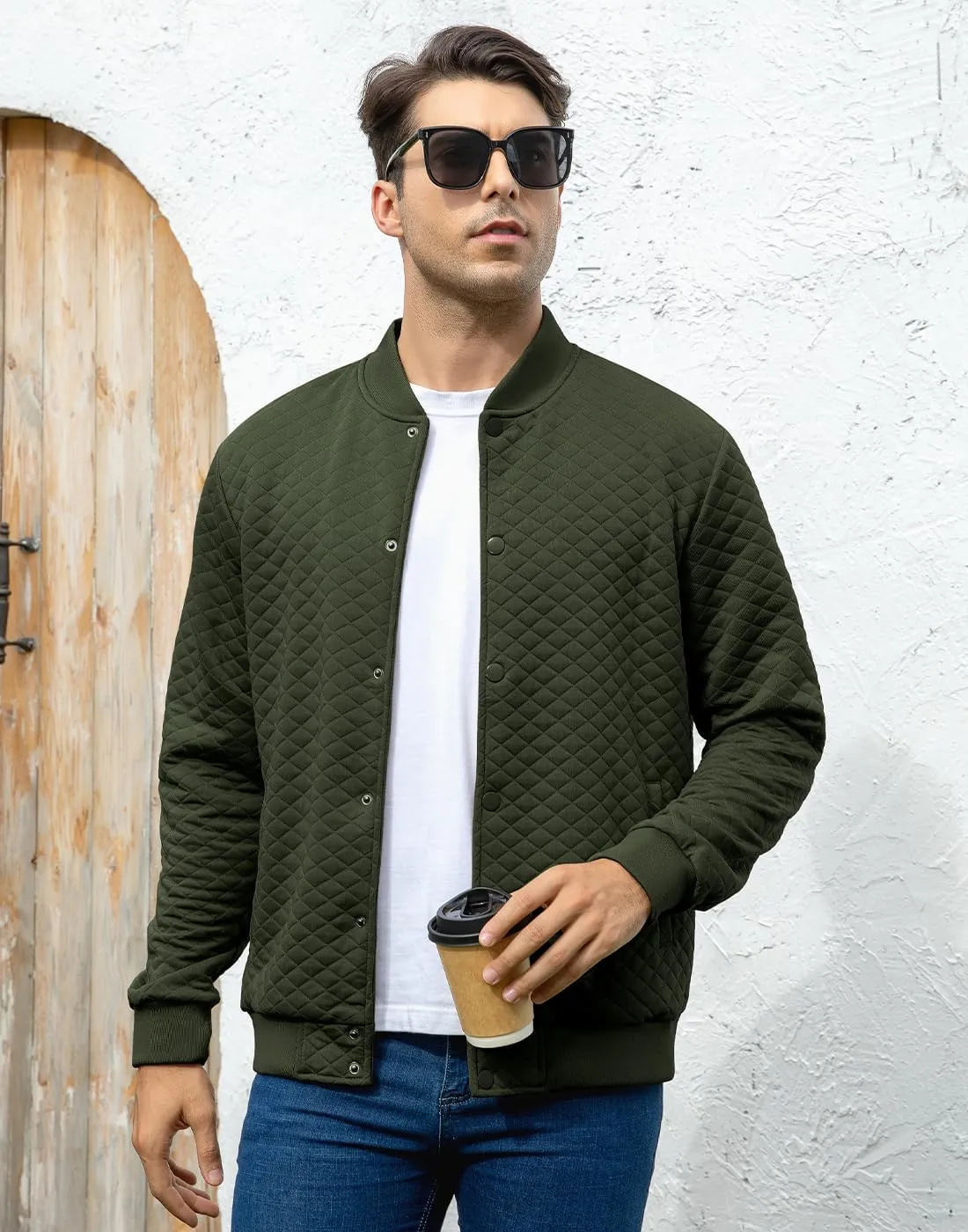 Mens Varsity Jacket Lightweight Jacket Causal Waffle Letterman Bomber Jackets