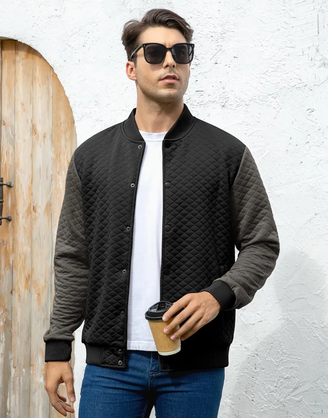 Mens Varsity Jacket Lightweight Jacket Causal Waffle Letterman Bomber Jackets