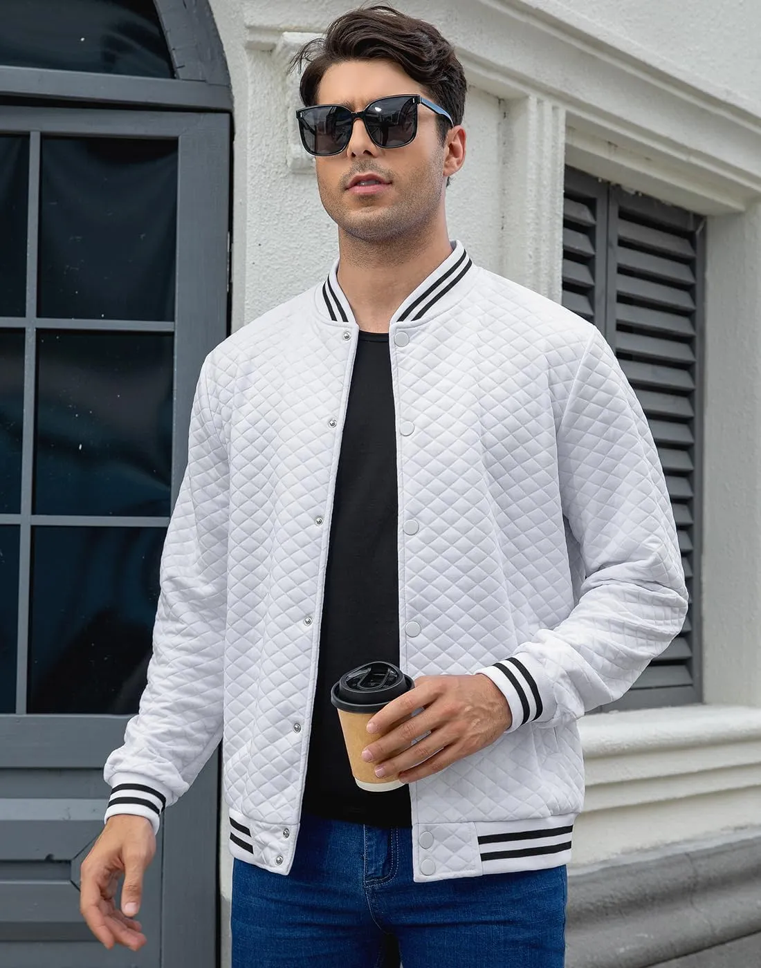 Mens Varsity Jacket Lightweight Jacket Causal Waffle Letterman Bomber Jackets