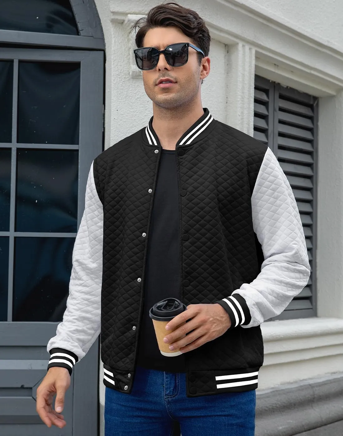 Mens Varsity Jacket Lightweight Jacket Causal Waffle Letterman Bomber Jackets