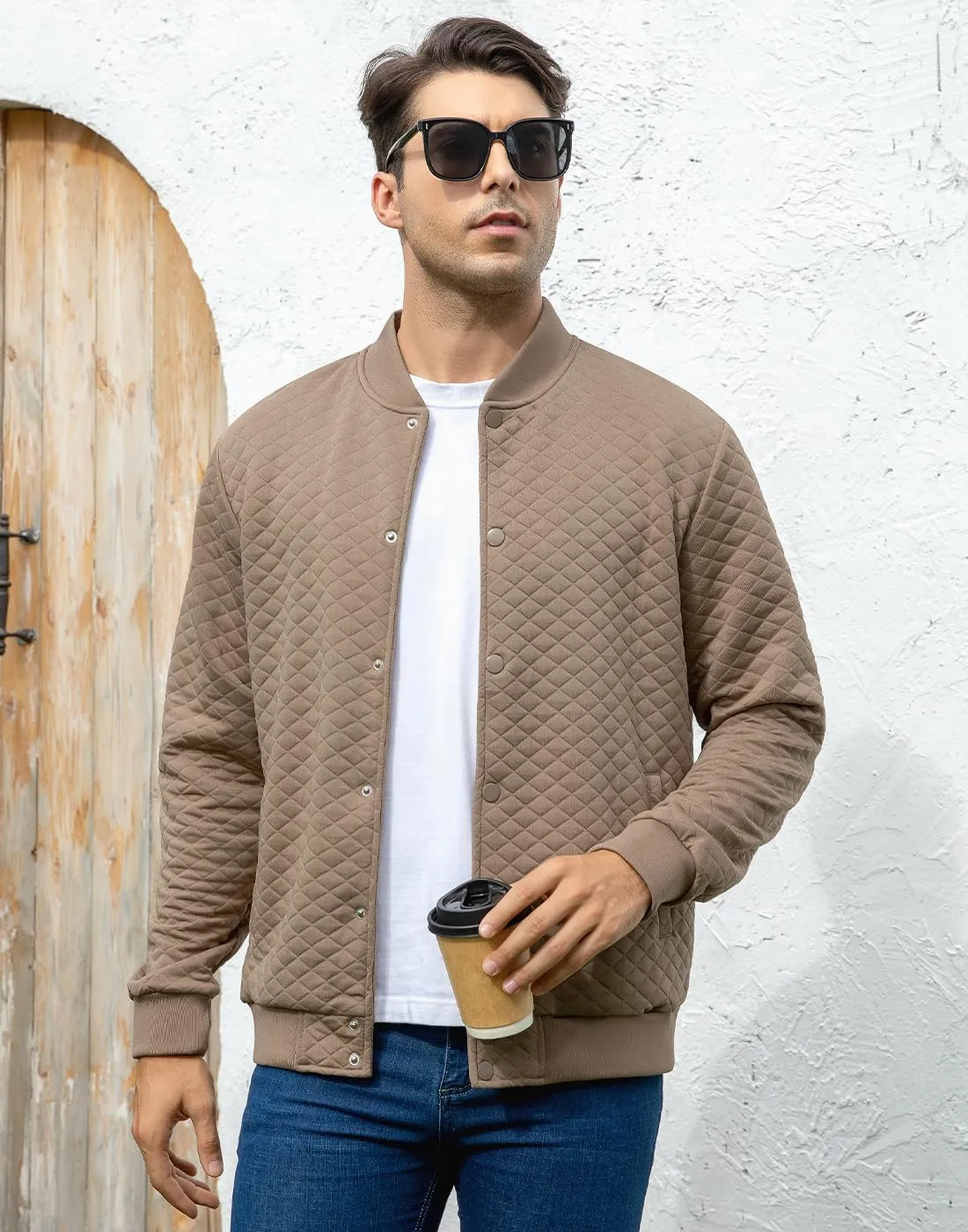 Mens Varsity Jacket Lightweight Jacket Causal Waffle Letterman Bomber Jackets