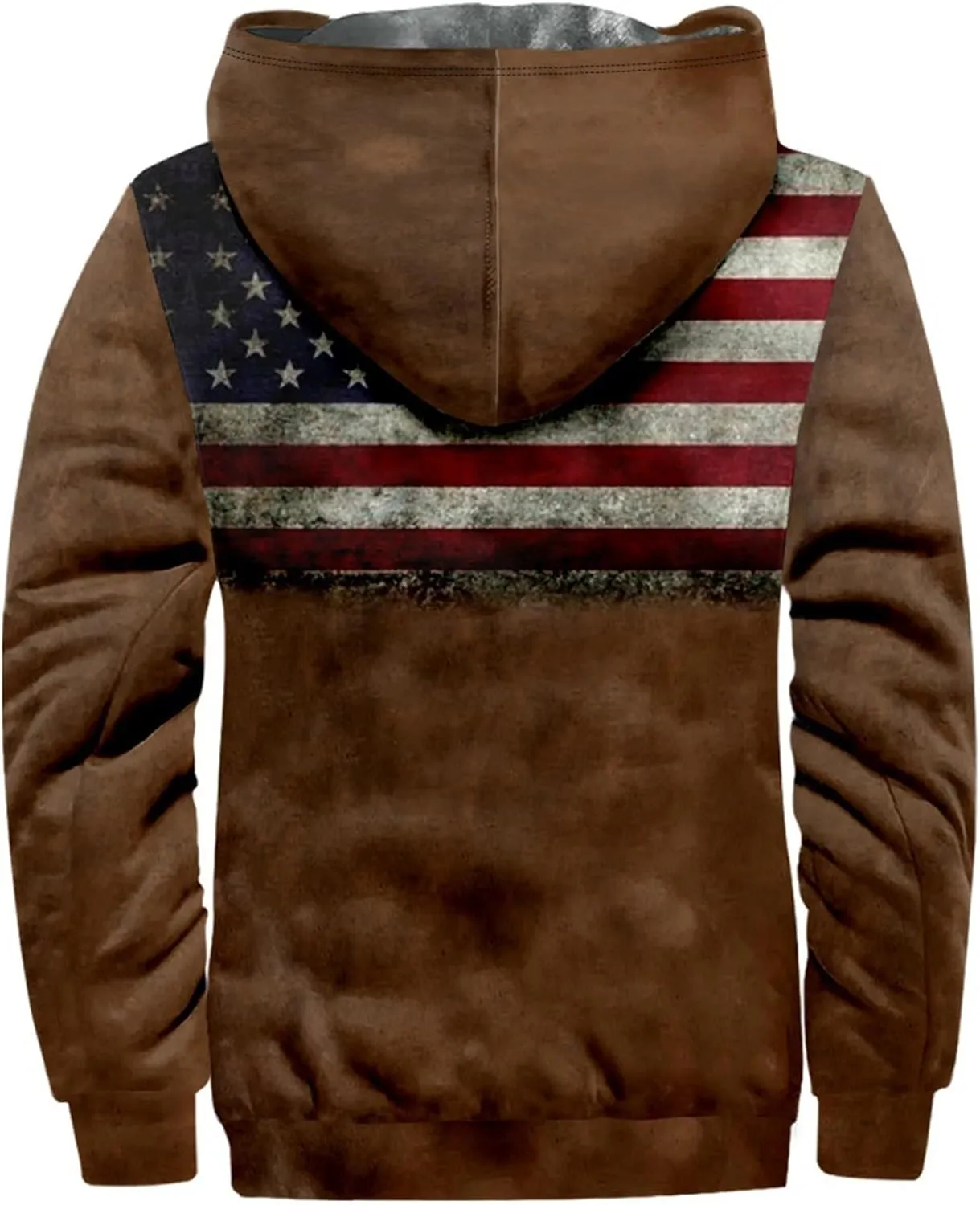 Mens Zipper Hoodies Winter Sherpa Lined Graphic Jacket Oversized Heavy Windbreaker Coat Big And Tall Windproof Outwear