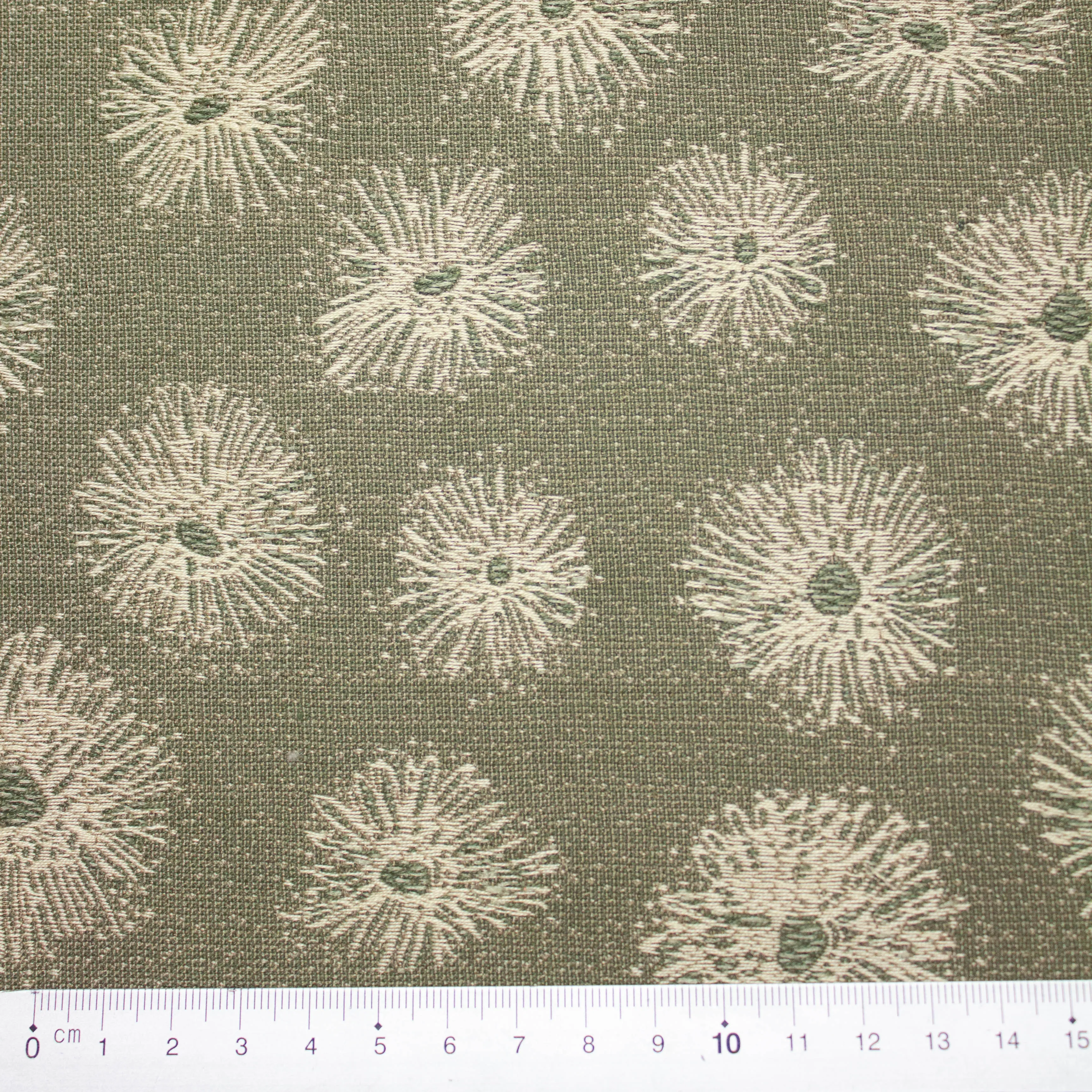 Meran Khaki Floral Polyester Jacquard