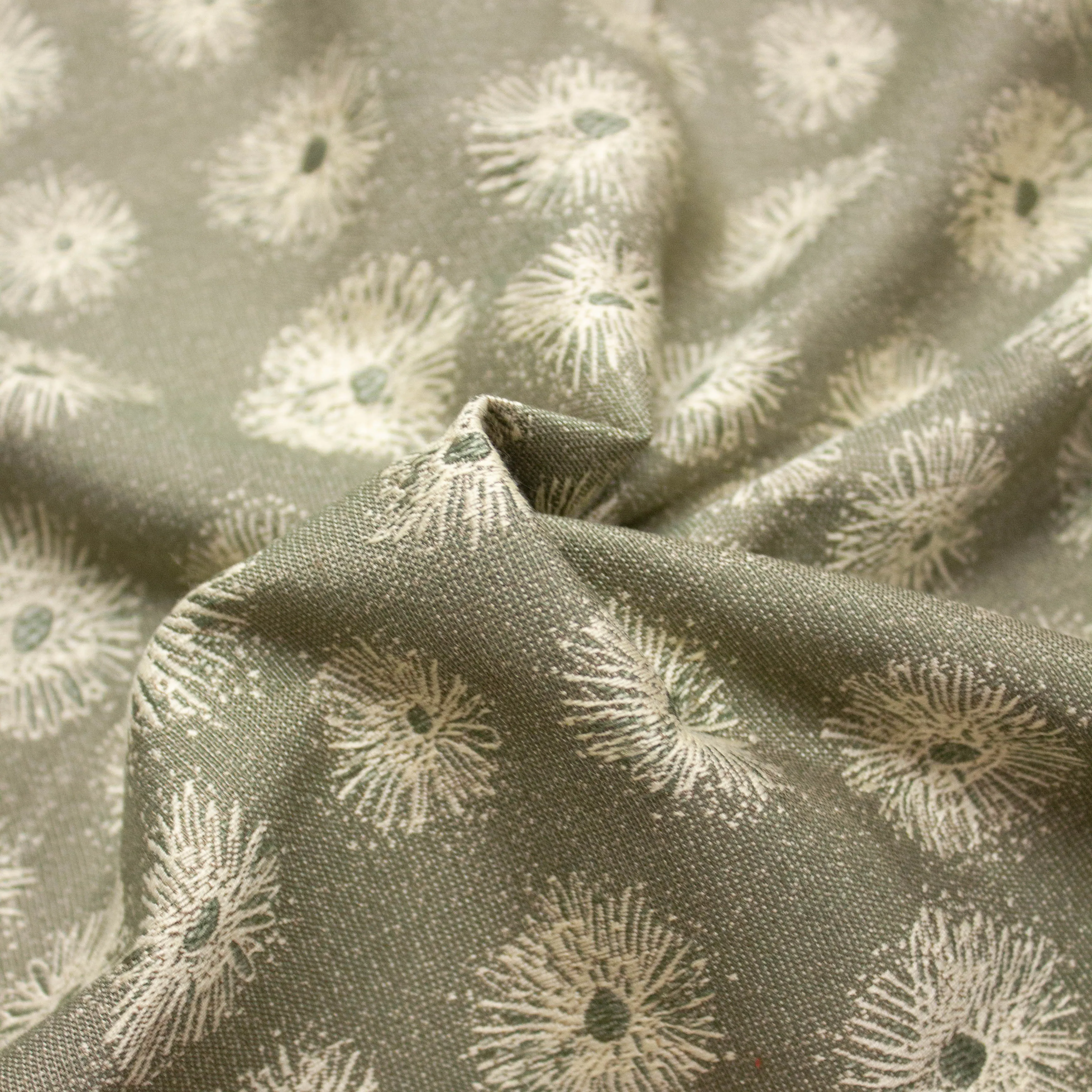 Meran Khaki Floral Polyester Jacquard