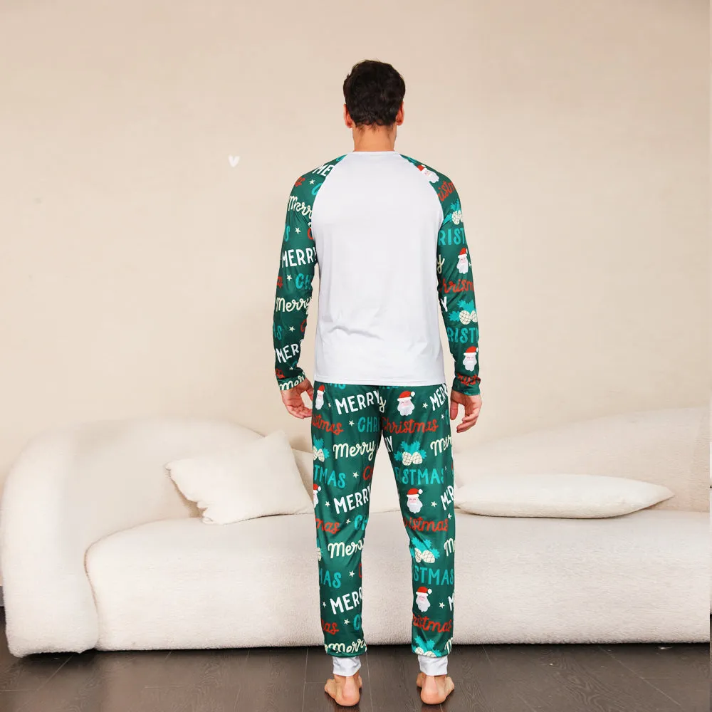 Merry Christmas cartoon pattern family pajamas set