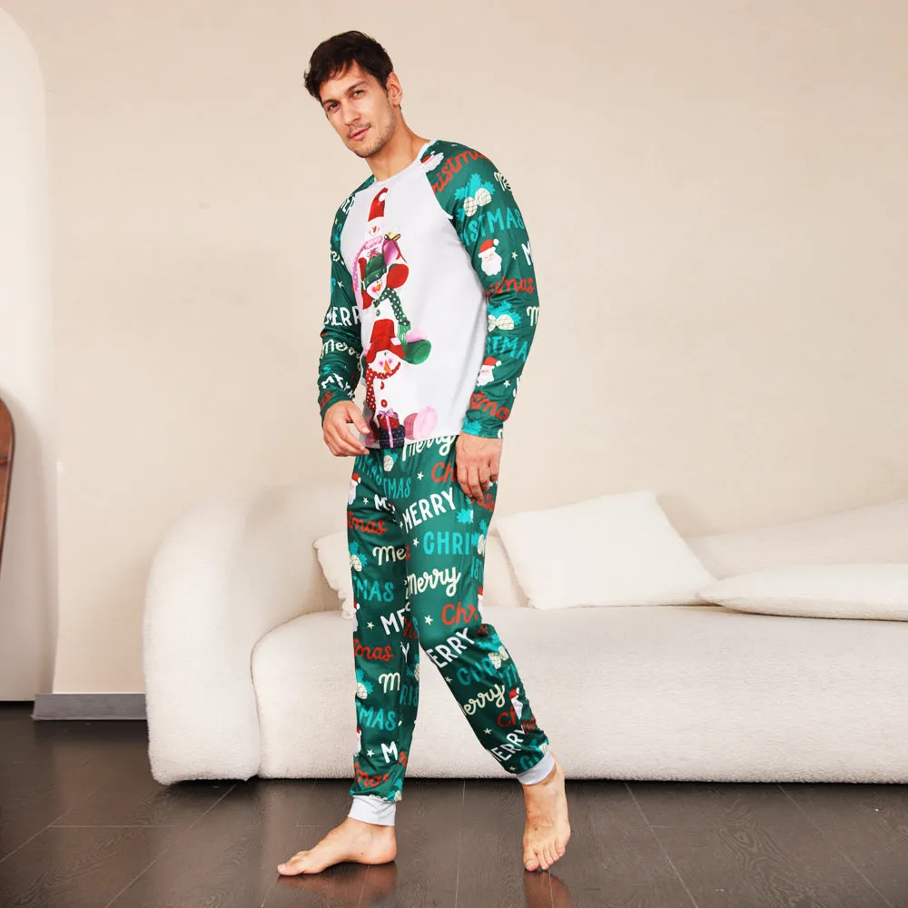 Merry Christmas cartoon pattern family pajamas set