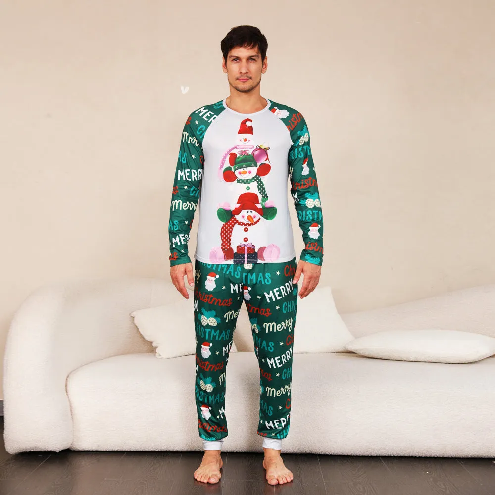 Merry Christmas cartoon pattern family pajamas set